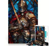 Rompecabezas de vitrales de Caballero paladín para Adultos, 1000 Piezas, Recall Upgrade, Peaceful Time, Tight Cut, Santa Wish List (38x26cm)