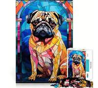 Rompecabezas de vitrales de carlinos para Adultos, 1000 Piezas, fortalece la Memoria, Actividad para el hogar, Borde Limpio, Regalo Festivo (50x75cm)