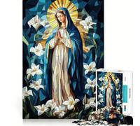 Rompecabezas de vitrales de la Virgen María de 1000 Piezas para Adultos Juego Divertido y fácil de armar Ideal para Disfrutar en Familia (38x52cm)