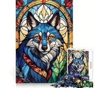 Rompecabezas de vitrales de Lobo para Adolescentes, 1000 Piezas, agudeza Mental, Calma, Ocio, Ajuste preciso, (38x26cm)