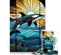 Rompecabezas de vitrales de Orca para Adolescentes, 1000 Piezas, Juguete de razonamiento y Habilidad, Juego Relajante, Corte Exacto, Regalo de Santa Claus (50x75cm)