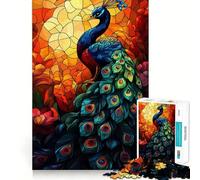 Rompecabezas de vitrales de Pavo Real para Adolescentes, 1000 Piezas, estimula la Memoria, Relajante, Divertido, para armar, (38x26cm)