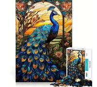 Rompecabezas de vitrales de Pavo Real para Adultos, 1000 Piezas, Juguete de razonamiento y Habilidad, Alivio de la ansiedad, Corte preciso, Regalo Elegante (38x26cm)