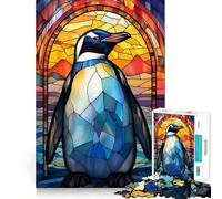 Rompecabezas de vitrales de pingüinos de 1000 Piezas para Adolescentes Fortalece la Memoria Ocio en casa Bordes limpios Regalo entrañable (38x52cm)