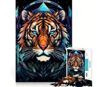Rompecabezas de vitrales de Tigre de 1000 Piezas para Adolescentes Juguete para ejercitar la Mente, Relajante y Divertido Diseño para armar 50x75cm