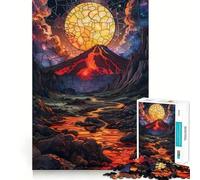 Rompecabezas de vitrales de volcán de 1000 Piezas para Adolescentes Estimula la Mente Diversión Ajuste Espacios Ocio cautivador para Interiores acogedores (38x52cm)