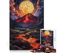 Rompecabezas de vitrales de volcanes de 1000 Piezas para Adultos Diversión Intelectual, distracción Relajante, Corte preciso, Regalo Original (38x52cm)