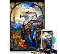 Rompecabezas de vitrales del águila para Adultos, 1000 Piezas, fortalece la Memoria, Alivia el estrés, Pieza de Arte 38x52cm