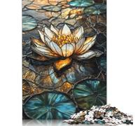 Rompecabezas de vitrales Loto Dorado, desafiante y Estimulante, de cartón 100% Reciclado, Ideal para Adultos y niños, 1000 Piezas (75 x 50 cm)