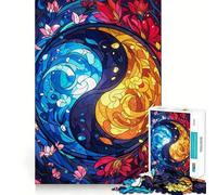 Rompecabezas de vitrales Ying Yang de 1000 Piezas Juego cognitivo y Divertido con Estructura de Encaje preciso Actividad para Fortalecer los Lazos Familiares (50x75cm)