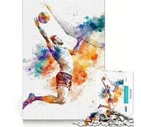 Rompecabezas de Voleibol en Acuarela de 1000 Piezas Diversión para ejercitar la Mente Componentes Resistentes y de Corte Limpio Un Entretenimiento cautivador para Disfrutar en casa (38x26cm)