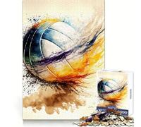 Rompecabezas de Voleibol en Acuarela de 1000 Piezas para Adolescentes Entrenamiento Mental Fácil de Usar Corte láser Un Regalo Encantador (38x52cm)