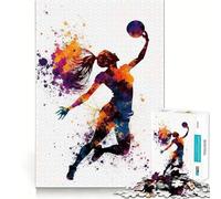 Rompecabezas de Voleibol en Acuarela para Adultos 1000 Piezas Juego para ejercitar la Mente Corte de precisión Bordes Suaves desafío Divertido para Pasar el Tiempo (38x52cm)