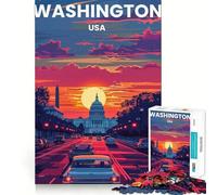 Rompecabezas de Washington DC de 1000 Piezas para Adultos Recall Fun Play Ensamblaje Firme y Seguro Actividad Nocturna para Toda la Familia (38x26cm)