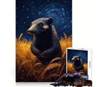 Rompecabezas de Wolverine en un Campo Dorado bajo un Cielo Estrellado, 1000 Piezas Piensa, Entrena, recreo, Bordes definidos Regalo conmovedor (38x26cm)