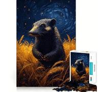 Rompecabezas de Wolverine en un Campo Dorado bajo un Cielo Estrellado para Adultos,1000 Piezas Estimula la Mente Juego de Corte preciso Alineación Actividad para Fortalecer los Lazos