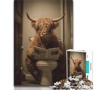 Rompecabezas de Yak en el baño para Adultos, 1000 Piezas, para aliviar el estrés y Matar el Tiempo en casa, con póster a Juego y Hoja de Trivia de 38x26cm