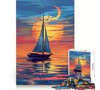Rompecabezas de yate al Atardecer en el océano para Adolescentes, 1000 Piezas, para ejercitar la Mente, Entretenimiento Agradable, Bordes Suaves, Regalo Ideal de Navidad (38x52cm)