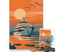 Rompecabezas de yate de Lujo Vintage para Adolescentes, 1000 Piezas, Pure Logic Toy, Quiet Calm Clean Cut, decoración de Pared 38x26cm
