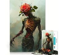 Rompecabezas de Zombis con Cabeza de Rosa de 1000 Piezas para Adolescentes, Juguete de lógica Pura, Suave y Relajante, Pieza de Arte de Corte Limpio (38x52cm)