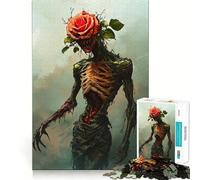 Rompecabezas de Zombis con Cabeza de Rosa de 1000 Piezas para Adolescentes, Juguete de lógica Pura, Suave y Relajante, Pieza de Arte de Corte Limpio (50x75cm)