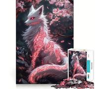 Rompecabezas de Zorro Blanco místico con Marcas Rojas para Adolescentes, 1000 Piezas, Juguete para ejercitar la Mente y aliviar el estrés, Corte Premium, Regalo increíble (50x75cm)