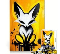 Rompecabezas de Zorro Blanco sobre Fondo Amarillo para Adolescentes, 1000 Piezas, Capacidad de concentración, Ocio Relajado, Encaje (50x75cm)