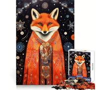 Rompecabezas de Zorro con Arte Tribal de 1000 Piezas para Adultos Ideal para ejercitar la Mente y Relajarse Bordes limpios Navidad (38x52cm)