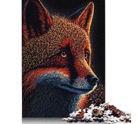 Rompecabezas de Zorro con Pintura salpicada, decoración única para el hogar, Rompecabezas de cartón Premium para Adultos y Adolescentes, 1000 Piezas (75 x 50 cm)