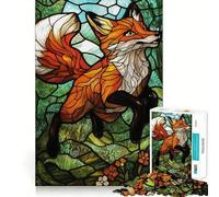 Rompecabezas de Zorro con vidrieras, 1000 Piezas para Adultos, para estimular la Memoria, para Momentos de Calidez, para armar una Obra de Arte 38x52cm