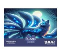 Rompecabezas de Zorro de Nueve Colas para Adultos (1000 Piezas): Zorro de Nueve Colas brillando bajo la Luna. Imposible, difícil y Educativo. Descompresión. 52 x 38 cm (1000 Piezas).
