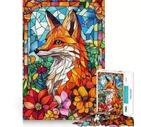 Rompecabezas de Zorro de vidrieras de 1000 Piezas para Adolescentes, Juguete para ejercitar la Mente, Tiempo de convivencia, Pieza de colección de Arte de Corte preciso 50x75cm