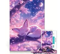 Rompecabezas de Zorro durmiendo Entre Flores de Cerezo para Adolescentes, 1000 Piezas, Juguete para ejercitar la Mente, Actividad para el hogar, decoración de Pared con Corte de precisión 38x52cm