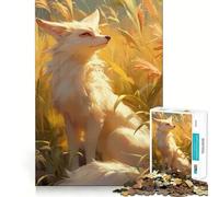 Rompecabezas de Zorro fénec Blanco en el Bosque 1000 Piezas Juego de Habilidad Mental Ajuste Estable sin Piezas Que se muevan pasatiempo Agradable para Fines de Semana Largos (38x52cm)
