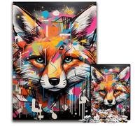 Rompecabezas de Zorro Grafiti de 1000 Piezas para Adultos, desafiante Rompecabezas de Bricolaje para Adolescentes, 50x75cm/19,68x29,52 Pulgadas