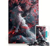 Rompecabezas de Zorro Kitsune Blanco 1000 Piezas para desarrollar la Memoria Divertido de Calidad Profesional Ideal para Recortar Actividad Mental (38x26cm)