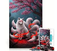 Rompecabezas de Zorro Kitsune Blanco de 1000 Piezas Diversión para estimular la concentración Corte láser para un Ajuste Actividad para Compartir con Seres Queridos (50x75cm)