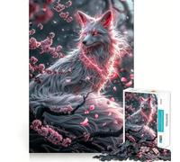 Rompecabezas de Zorro Kitsune Blanco de 1000 Piezas Juego de concentración Mental Corte de precisión Bordes Lisos Actividad Absorbente para Noches tranquilas (50x75cm)