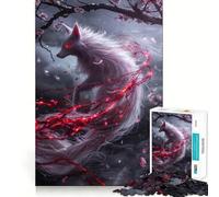 Rompecabezas de Zorro Kitsune Blanco de 1000 Piezas para Adultos Juego de Memoria Cerebral Encaje Huecos Actividad Relajante para un Descanso Mental (38x26cm)