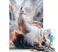 Rompecabezas de Zorro Kitsune Blanco en Paisaje ardiente 1000 Piezas para Adolescentes Entrenamiento de Memoria Diversión conexión Limpia y sin interrupciones Actividad grupal Relajante