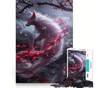 Rompecabezas de Zorro Kitsune Blanco para Adultos 1000 Piezas Juego Mental Divertido con tecnología Avanzada de Corte láser desafío entretenido para el Tiempo de Espera (38x52cm)