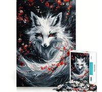 Rompecabezas de Zorro Kitsune Blanco para Adultos 1000 Piezas Juego para estimular la Mente tamaño Uniforme Piezas precisas Ideal para Viajar ejercitar la Mente (50x75cm)