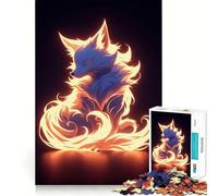 Rompecabezas de Zorro Kitsune de Fuego neón de 1000 Piezas para Adolescentes Rompecabezas Mental, Entretenimiento, Arte, ensamblaje, Coleccionable (50x75cm)