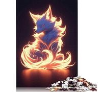 Rompecabezas de Zorro Kitsune de neón de 1000 Piezas para Adultos, aliviar el estrés, para Mujeres y Hombres (75 x 50 cm)