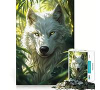 Rompecabezas de Zorro Lobo Blanco en la Jungla 1000 Piezas Juego de Habilidad Mental Ajuste Estable sin Piezas Que se muevan pasatiempo Divertido para Fines de Semana Largos (50x75cm)