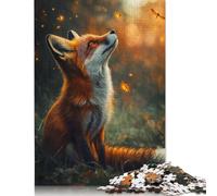 Rompecabezas de Zorro Mirando luciérnagas, Divertido Rompecabezas Rectangular de Papel para niños y Adultos a Partir de 12 años, Regalo de cumpleaños, 1000 Piezas (26 x 38 cm)