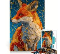 Rompecabezas de Zorro Rojo con Grietas Doradas Estilo Kintsugi, 1000 Piezas para Adolescentes, Juego de lógica, Tiempo de Calentamiento, Pieza de colección de Arte de Corte preciso (38x26cm)
