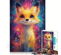 Rompecabezas de zorro sonriente con salpicaduras de colores para adolescentes, 1000 piezas, juguete para ejercitar la mente, actividad para el hogar, decoración de pared con corte de precisión 38x52cm