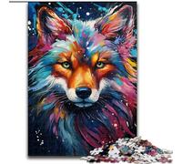 Rompecabezas de Zorros Coloridos y extraños de 1000 Piezas para Adultos, un Juego desafiante y Familiar, cumpleaños, decoración de Pared (26x38cm)