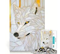 Rompecabezas Decorativo White Wolf Gold para Adultos 1000 Piezas Juego para ejercitar la Mente Corte de precisión Bordes Lisos desafío Divertido para Pasar el Tiempo (50x75cm)